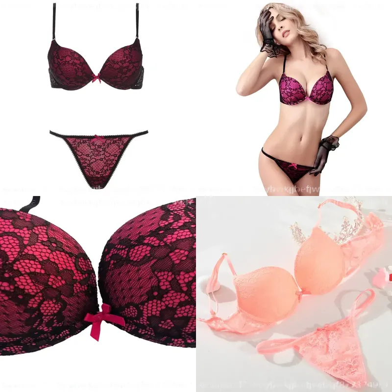 Lace Bralette Set - Women Cotton Deep V Lace Push